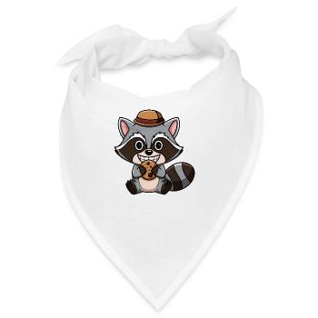Chibi Kawaii Waschbär - Bandana - Weiß - Vorne