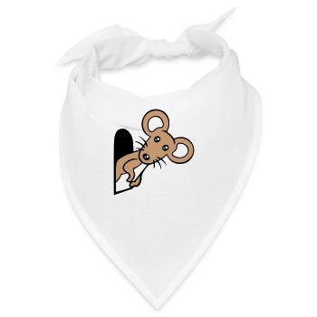 Maus Wand Loch Mauseloch Guckt Süß Lustig Comic - Bandana - Weiß - Vorne