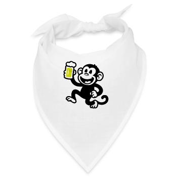 Affe Bier Witzig - Bandana - Weiß - Vorne