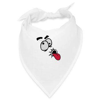 Komisches Comic Gesicht Cool Zunge Rausstrecken - Bandana - Weiß - Vorne