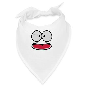 Erschrocken Unsicher guckendes Cartoon Gesicht - Bandana - Weiß - Vorne