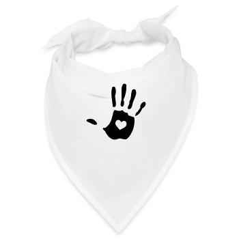 hand herz - Bandana - Weiß - Vorne