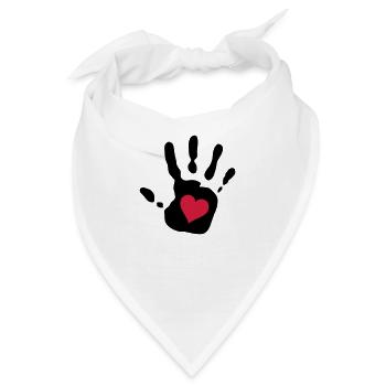 Handabdruck rotes Herz - Bandana - Weiß - Vorne
