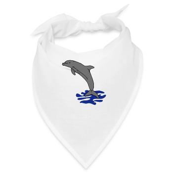 springender Delphin Delfin jumping dolphin - Bandana - Weiß - Vorne