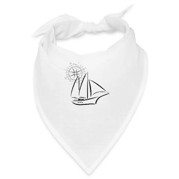 Kompass und Segelschiff - Bandana - Weiß - Vorne