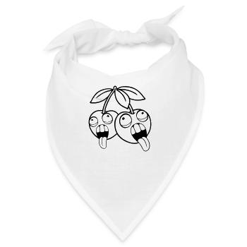 obst 2 freunde kirschen verrueckt gesicht kopf aug - Bandana - Weiß - Vorne