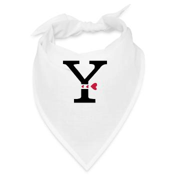Großbuchstabe Y mit Herzen - Bandana - Weiß - Vorne