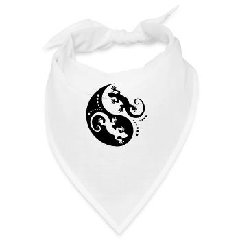 YIN & YANG Geckos black - Bandana - Weiß - Vorne