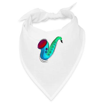 buntes Saxofon / Saxofon - Bandana - Weiß - Vorne