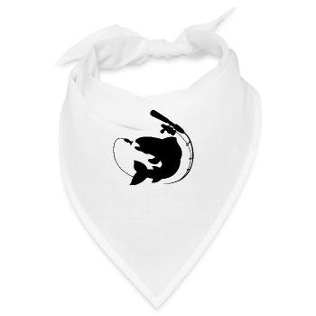 Fisch mit Angelrute und Köder - Bandana - Weiß - Vorne