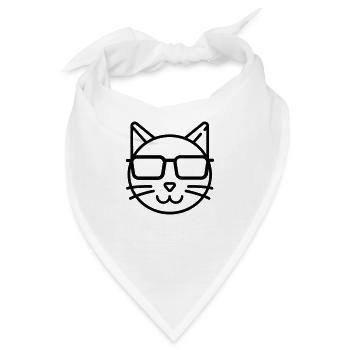 Cool Cat - Katze mit Sonnenbrille - Bandana - Weiß - Vorne