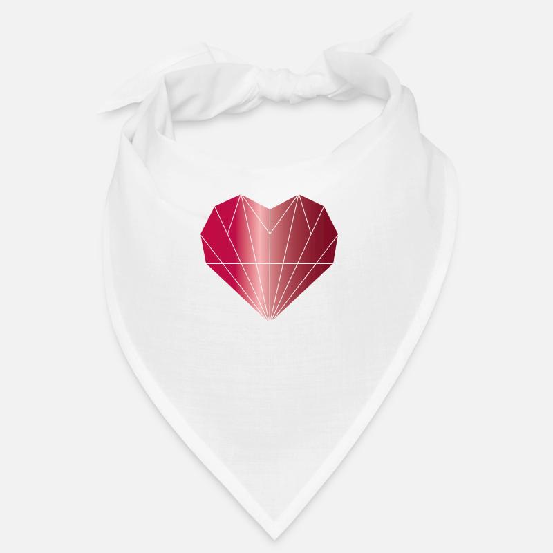 Heart Diamond Ruby Red - Bandana - white