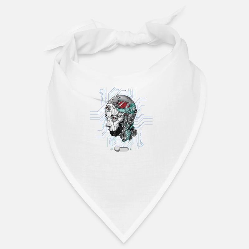 Robot head with bird in head Cyber AI technology Bandana
