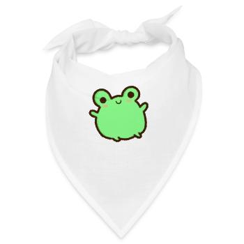 kawaii & fröhlicher grüner Frosch Frosch sitzend - Bandana - Weiß - Vorne
