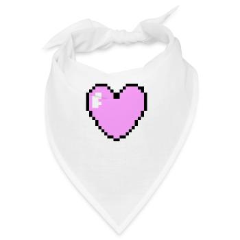 Rosa Pixel Herz - Bandana - Weiß - Vorne