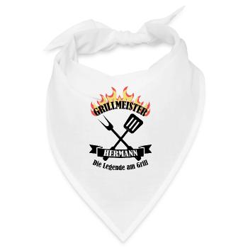 Grillmeister Hermann lustiger Spruch Vorname - Bandana - Weiß - Vorne