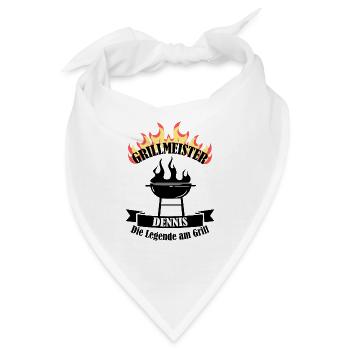 Grillmeister Dennis lustiger Spruch Vorname - Bandana - Weiß - Vorne