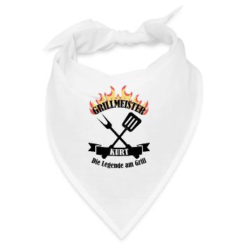 Grillmeister Kurt lustiger Spruch Vorname - Bandana - Weiß - Vorne