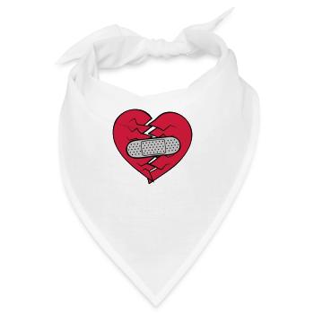 Pflaster Herz gebrochen - Bandana - Weiß - Vorne