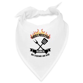 Grillmeister Marco lustiger Spruch Vorname - Bandana - Weiß - Vorne