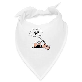 Lustiger Spruch Nö mit Comic Hund und Denkblase - Bandana - Weiß - Vorne