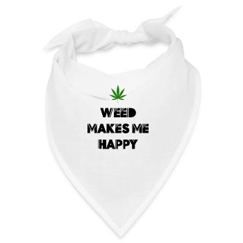 weed macht mich glücklich Cannabis Marihuana - Bandana - Weiß - Vorne