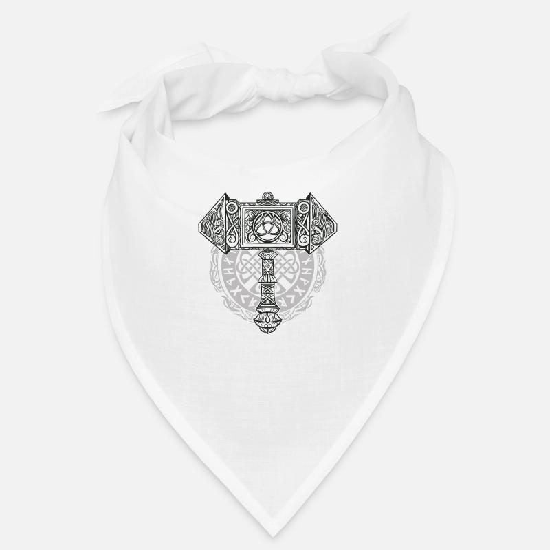 Wikinger Symbol Nordisch Thor Raben Hammer Mjölnir - Bandana - Weiß