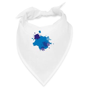 Farbklecks Blau - Bandana - Weiß - Vorne