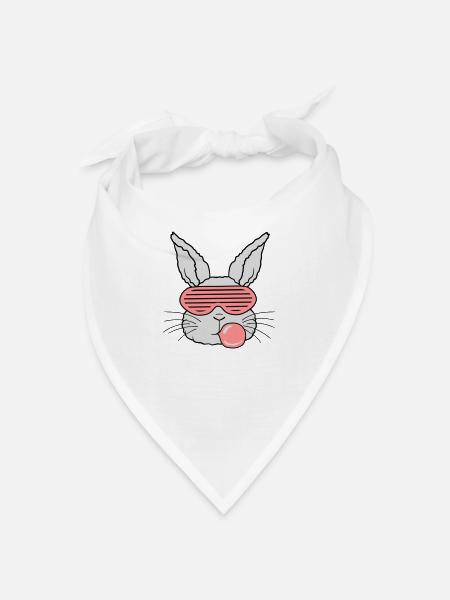 Chewing gum bubble lapin cool - Bandana - blanc - Devant