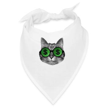 Lustige reiche Katze mit Dollarzeichenbrille - Bandana - Weiß - Vorne