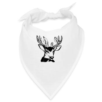 Hirschkopf im Herbst Hirsch Geweih Bock Reh Kitz 1 - Bandana - Weiß - Vorne