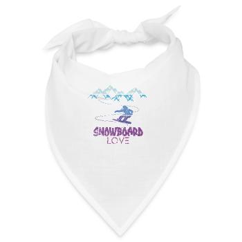 Snowboard Snowboarding Shirt Board Love Vintage - Bandana - Weiß - Vorne