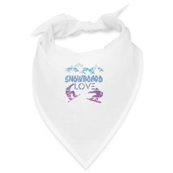Snowboard Snowboarding Shirt - Board Love Vintage - Bandana - Weiß - Vorne