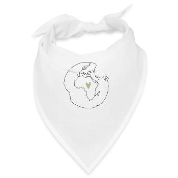 Weltkugel Afrika - Bandana - Weiß - Vorne