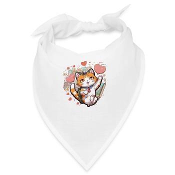 Lustige Katzenliebe - Bandana - Weiß - Vorne