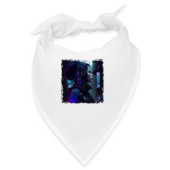 Weiblicher Cyborg in einer möglichen Neon Zukunft - Bandana - Weiß - Vorne