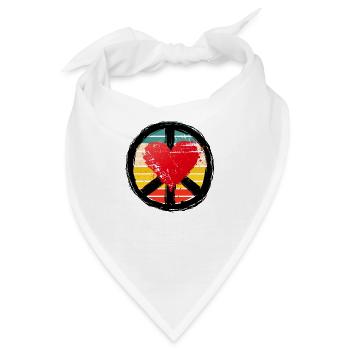 Frieden und Herz - Bandana - Weiß - Vorne