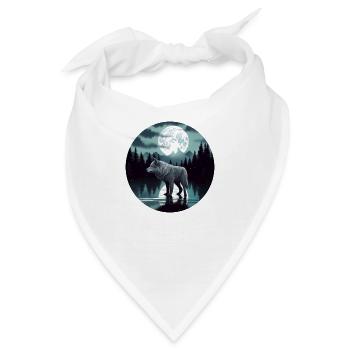 Grauer Wolf überlebt die Waldmondsee-Grafik - Bandana - Weiß - Vorne