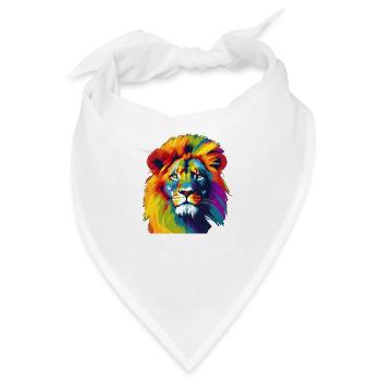 Löwe Neonfarben leuchtend fluoreszierend - Bandana - Weiß - Vorne