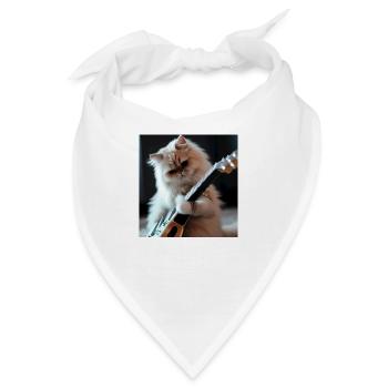 Perserkatze Negan mit E-Gitarre - Bandana - Weiß - Vorne
