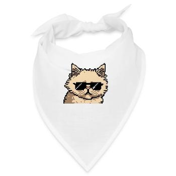 Perserkatze Negan mit Sonnenbrille in Pixelart - Bandana - Weiß - Vorne