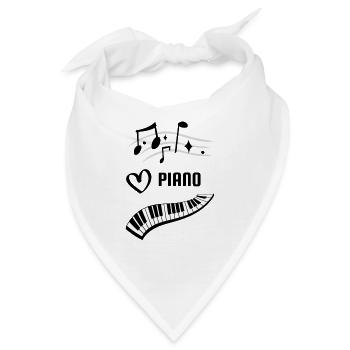 Ich liebe Klavier! - Bandana - Weiß - Vorne