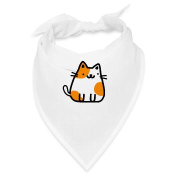 Schnurrhaare und Pfoten - Niedliche Katzen-Cartoon-Zeichnung - Bandana - Weiß - Vorne