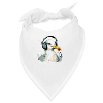 Limi, die audiophile Möwe - Bandana - Weiß - Vorne
