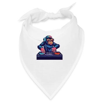Schimpanse DJ Geschenkidee - DJ Affe - Bandana - Weiß - Vorne