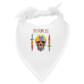Pirat - Low-Poly-Schädel - Bandana - Weiß - Vorne