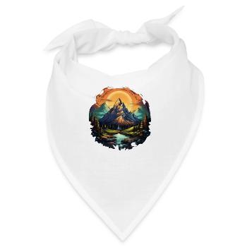 Berg Shirt für Wanderer & Wanderinnen. Alpen Natur - Bandana - Weiß - Vorne