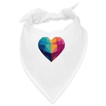 Liebe - Low Poly Herz - Bandana - Weiß - Vorne