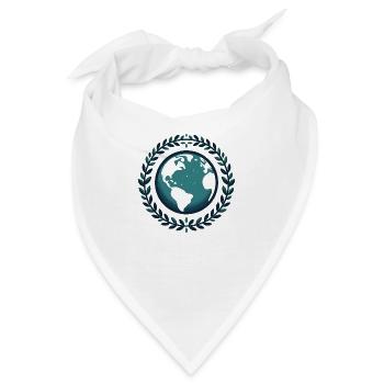 Weltkugel mit Blätterkranz - Bandana - Weiß - Vorne
