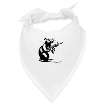 Ratte mit Maschinengewehr - Bandana - Weiß - Vorne